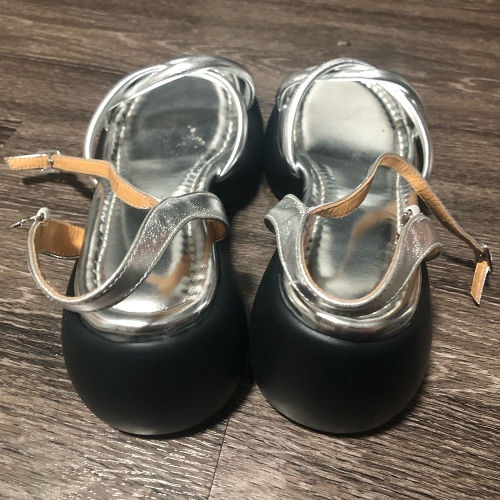Silver Metallic Chunky Platform Heels Ankle Strap Sandals Size 7.5 - Picture 4 of 7
